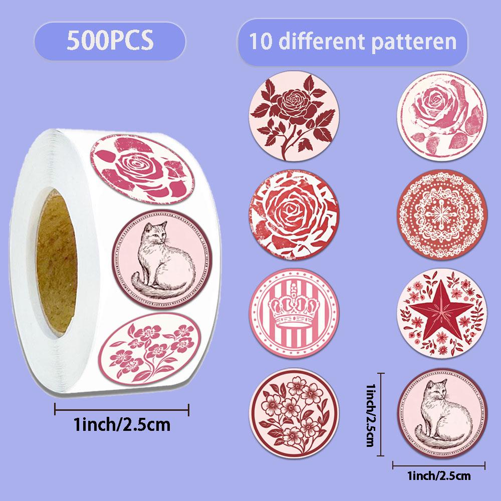 

500-Sheet Roll Floral Stickers for DIY Journals, Phone Cases, and Notebooks No