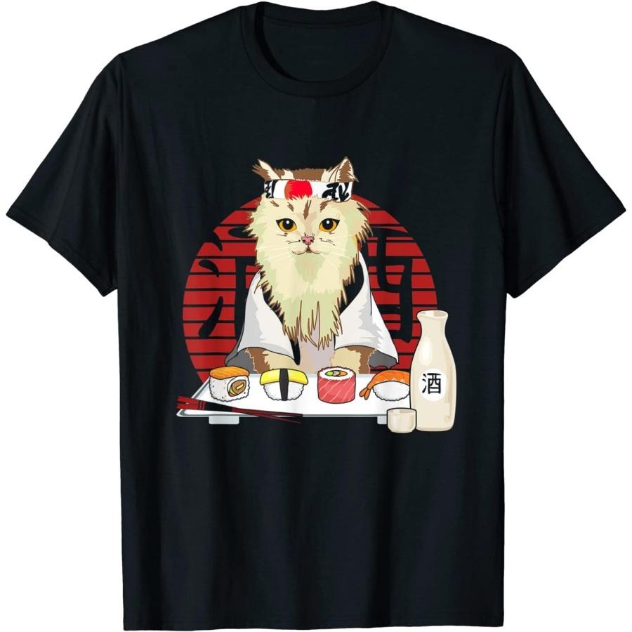 EYDE Sushi Cat Japanese Cherry Blossom Persian Cat Vintage T-Shirt XXXXXL разноцветный