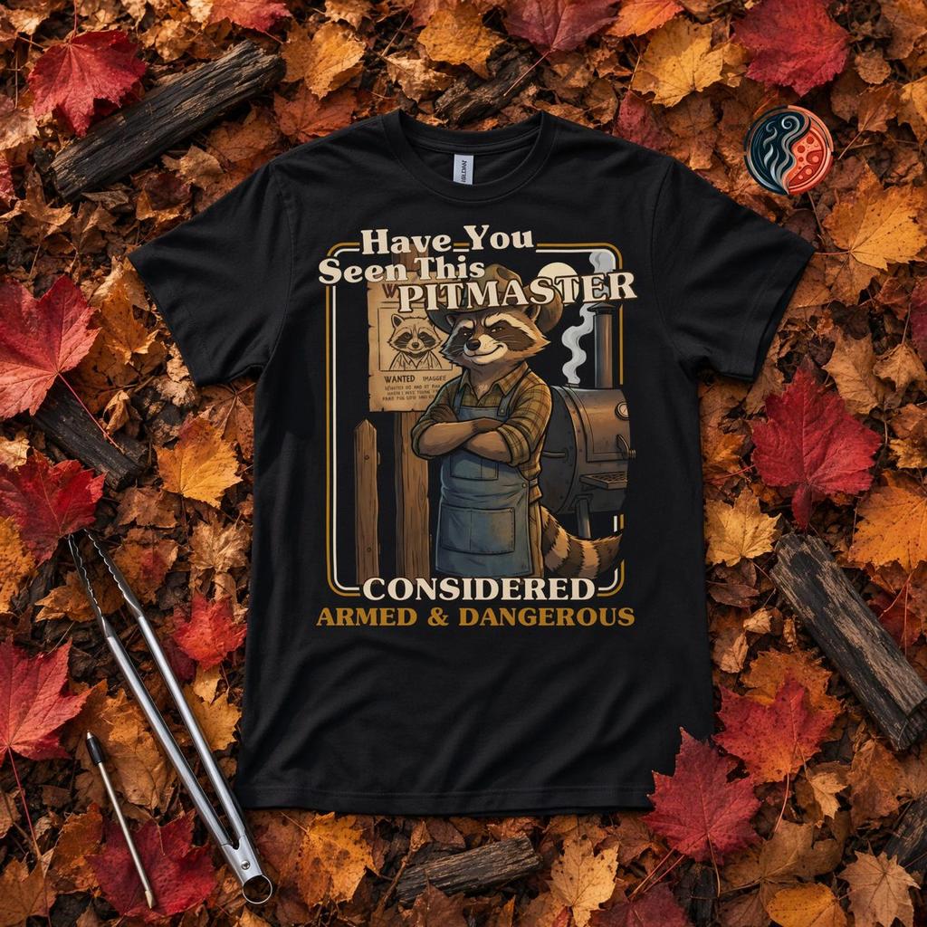 Raccoon BBQ T-Shirt | Have You Seen This Pitmaster | Funny Barbecue Gift for Dad | Wanted Poster Tee | BBQ Lover Gift for Him