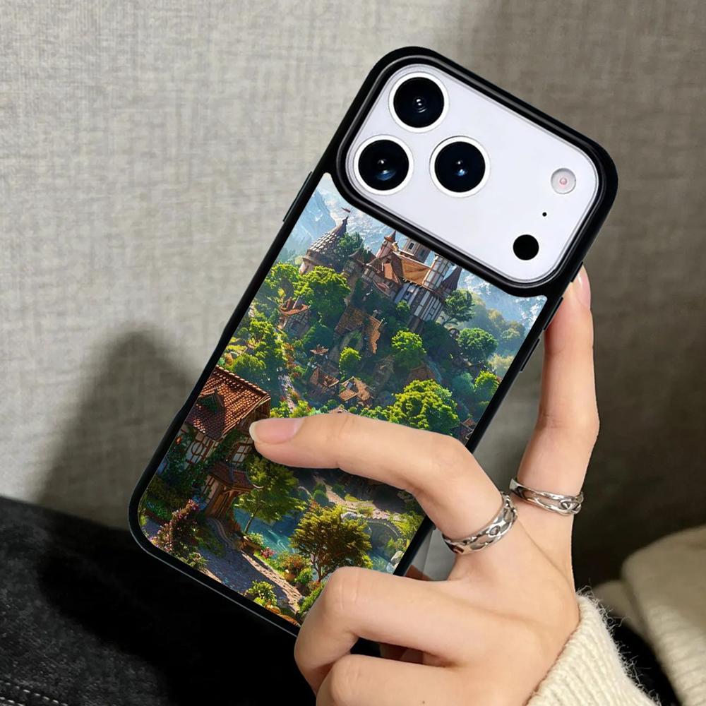 Capa Case for iPhone 17 Air 16 Pro Max 15 Plus 11 13 Mini 14 12 Back Phone Cover Fantasy Castle 10 Medieval