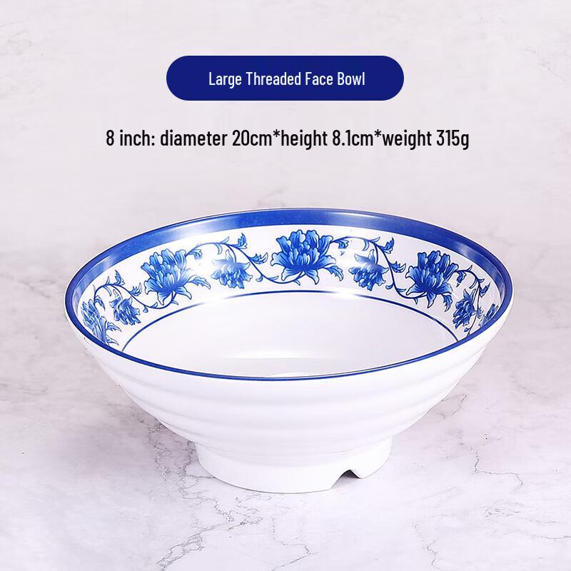 Jiuyue Mei A5 Blue & White Imitation Porcelain Melamine Bowls