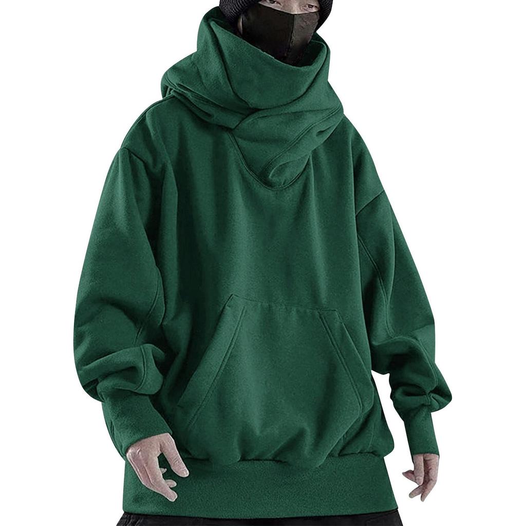 Pánská pevná vintage mikina s vysokým límcem a vysokým výstřihem High Street Hip Hop Pullover