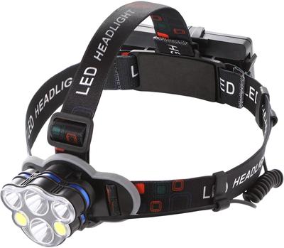 Farol USB recarregável LED super brilhante 8 modos de iluminação 40 horas de uso contínuo Ângulo de luz do capacete Função de zoom ajustável 5200mAh