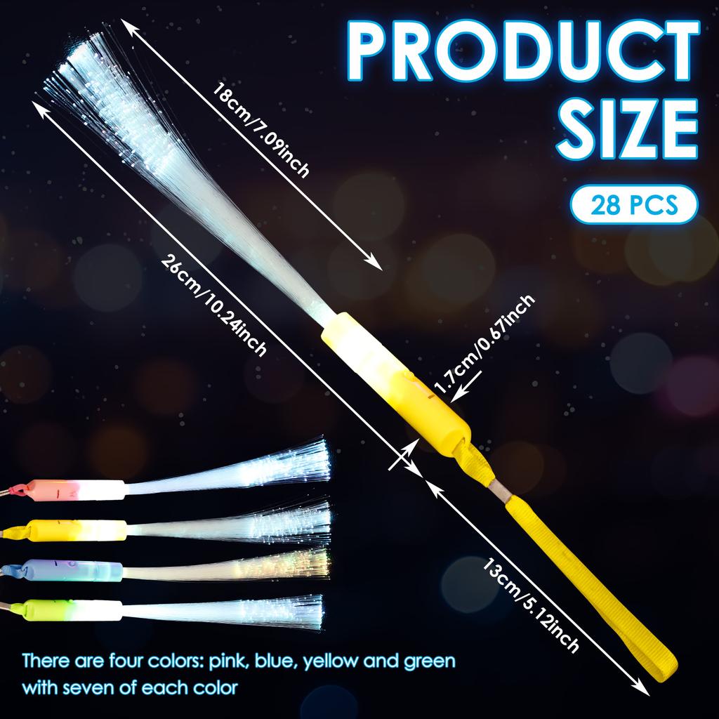 36/48Pcs Glow Fiber Wands Sticks LED Flashing Stick Light up Stick Colorful Fiber Optic Wand For Wedding Concert Christmas Party