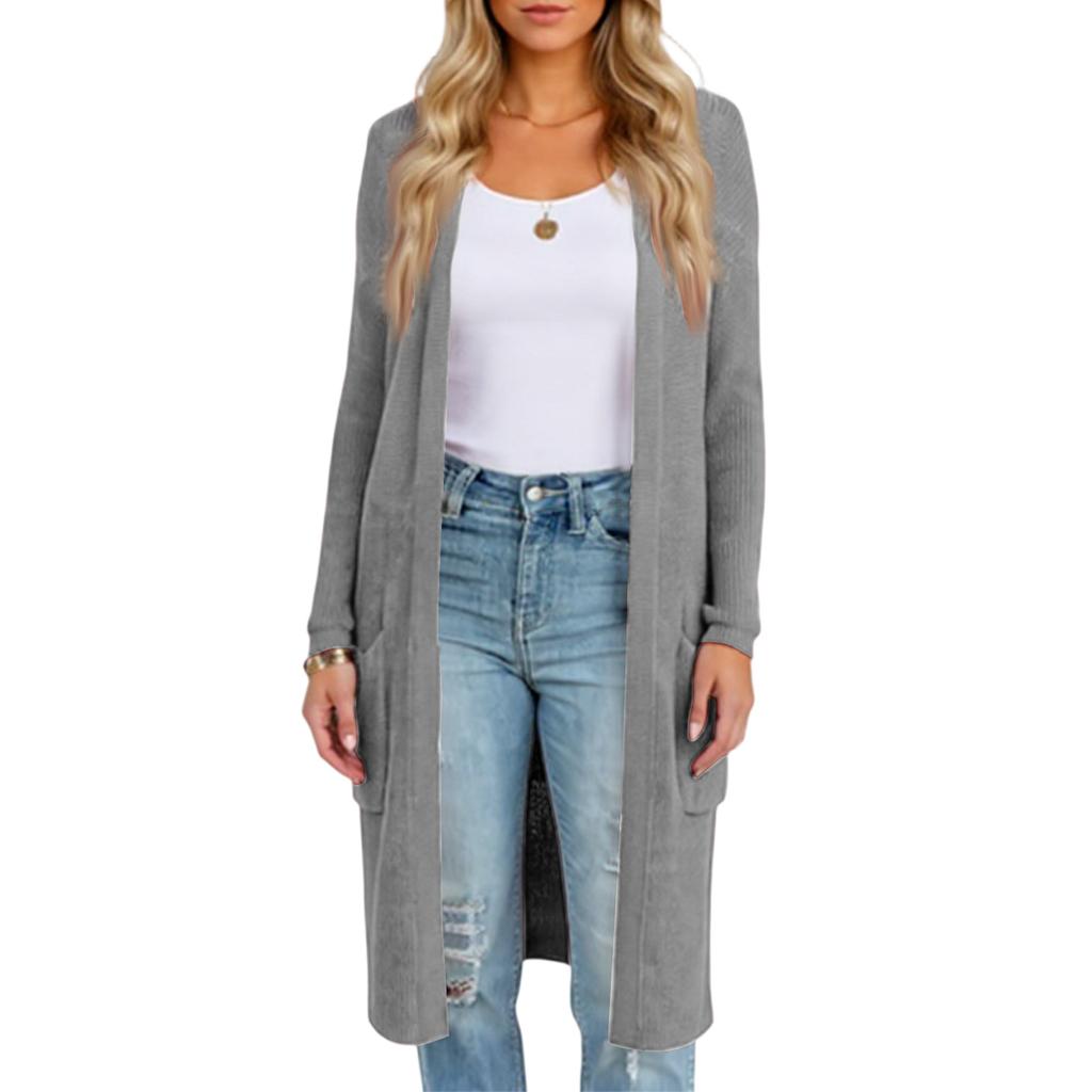 Fashionable Women's Long Knitted Sweater Cross-border  Winter Knitted Jacket
