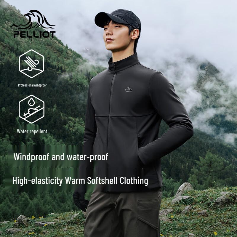 Pelliot Men's Windproof Warm Hooded Softshell Jacket
