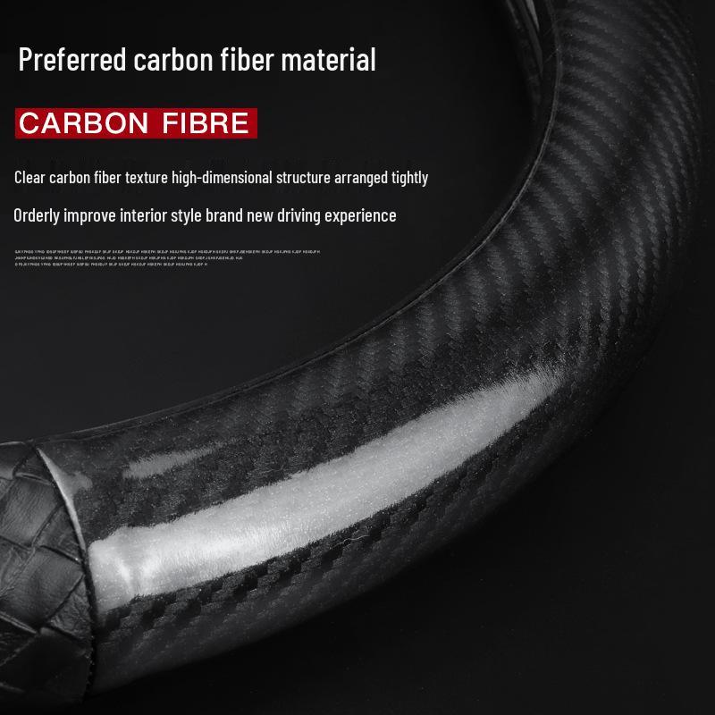 Pokrowiec na kierownicę z włókna węglowego Subaru do Forester, XV, Outback, Legacy, BRZ - Antypoślizgowy pokrowiec na kierownicę