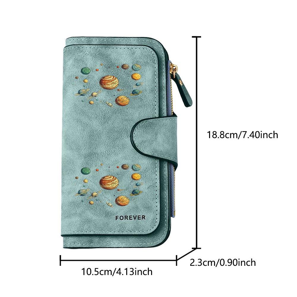 Galaxy pattern long zipper wallet, large-capacity card holder, unisex clutch bag, stylish zippered coin purse, suitable for daily use, a great gift