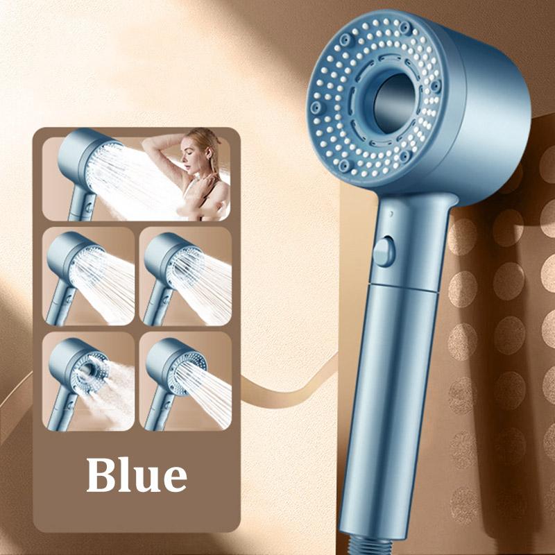 

Filter Booster Handheld Shower Head Shower Five-speed Adjustment Home Bathroom Water Heater Bathing Bath Accessories синій
