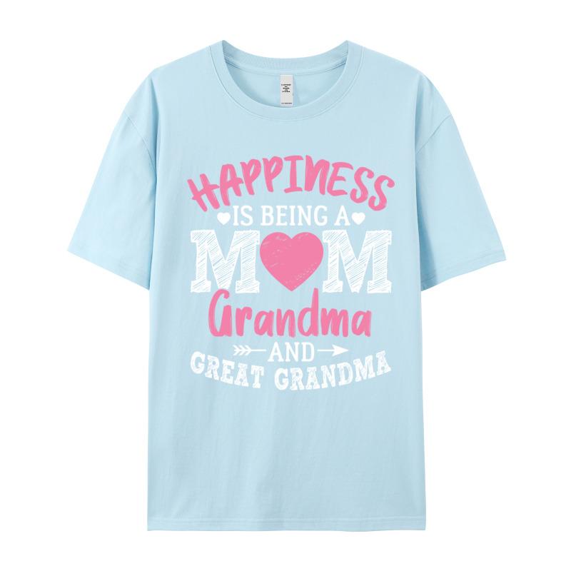 Family Female Tshirts Oneck Short Sleeve 100 Cotton Fabric Happiness Is Being A Mom Tops Tees Graphic Tops T Shirt