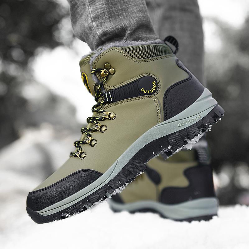 Winter Outdoors Cotton-Padded Hiking Boots Plus Size High-Top Cold-Proof Waterproof Men's Snow Boots Northeast China Warm Cotton-Padded Shoes