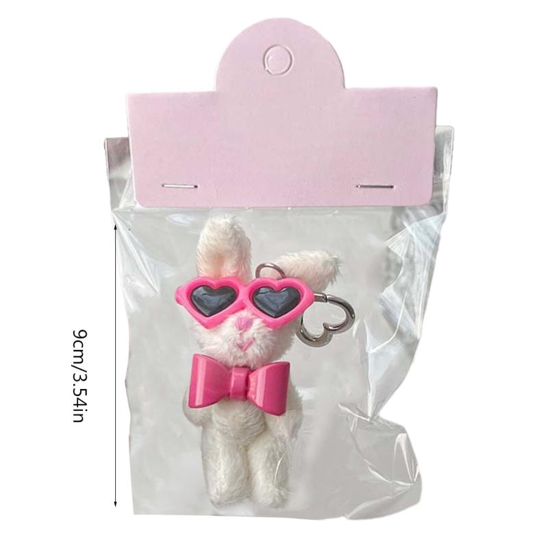 Cute Bear/Rabbit Keychain Soft Plush Keyring Adorable Bag Pendant for Women Girls Lovely Couple Key Rings Ornament