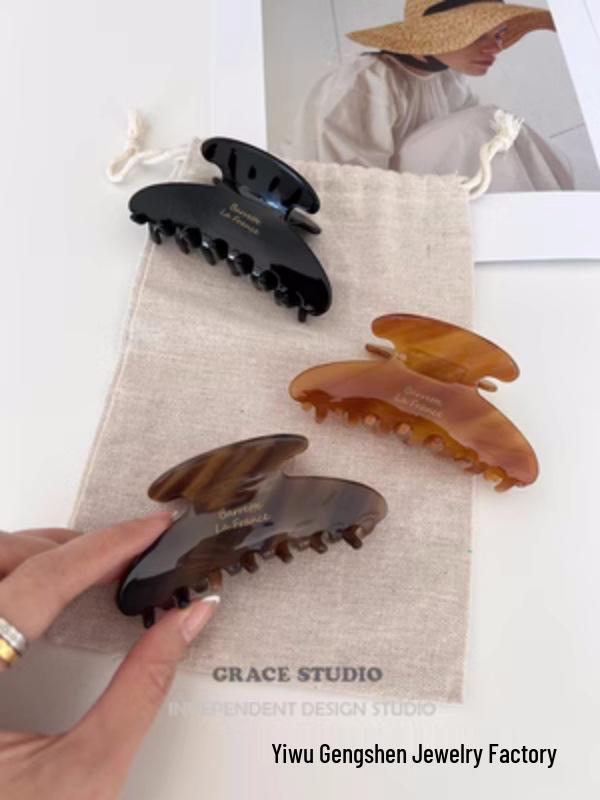 2024 Spring/Summer High-End Coffee Acetate French Shark Hair Clip for Women