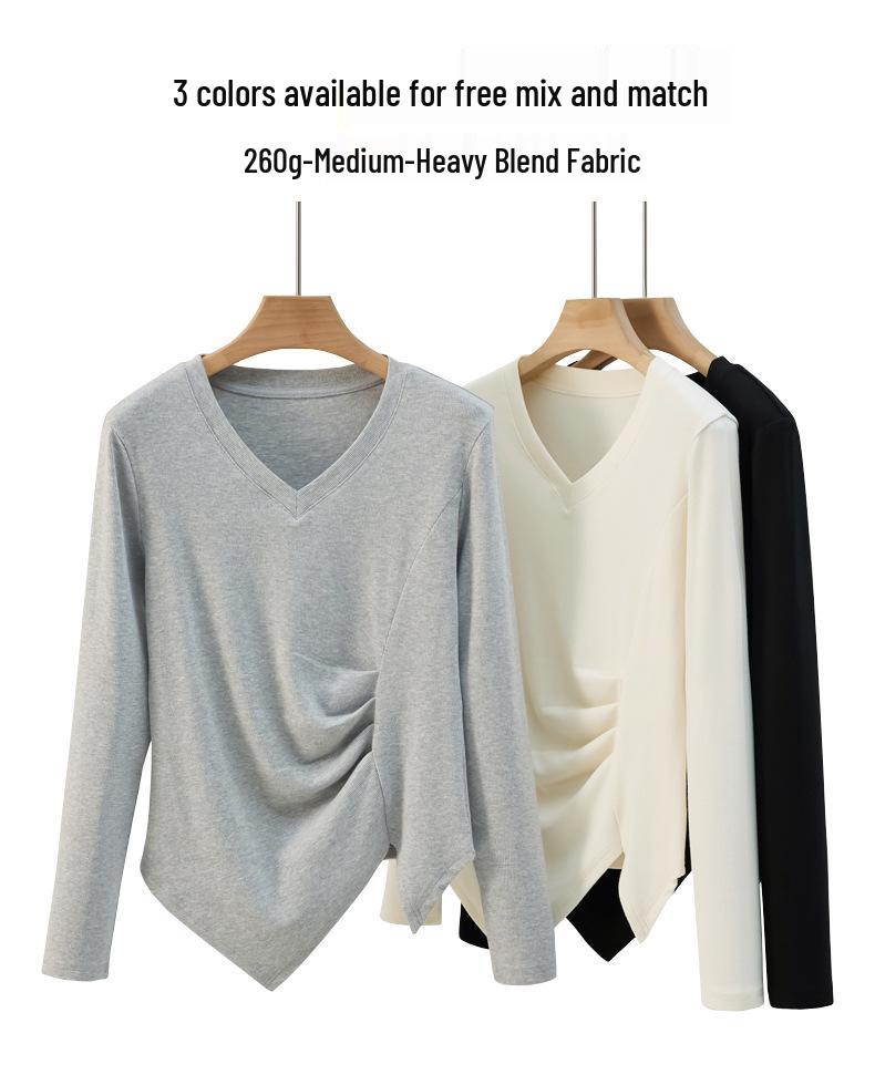 Yuwei 25. Rocznica Jesień Wyszczuplający Długi Rękaw Nieregularna Talia Damski Top