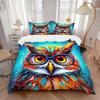 3pcs Colorful Owl Glasses Bedding Set, Includes One Quilt Cover and Two Pillowcases (No Core), Perfect for Home Decor, Festive Gifts