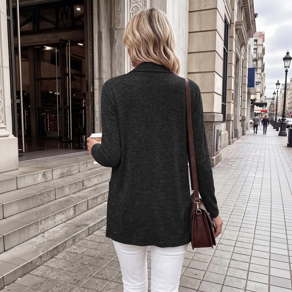 Women's Casual Long Sleeve Open Front Cardigan Knit Sweater with Pockets Lightweight Soft Comfortable Layering Top