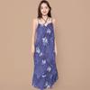Gentle Wind Gradual Change Tie-dye Cotton and Silk Suspender Nightdress Ruffle Edge Hem Loose Pajama Skirt Women Large Size Home Skirt