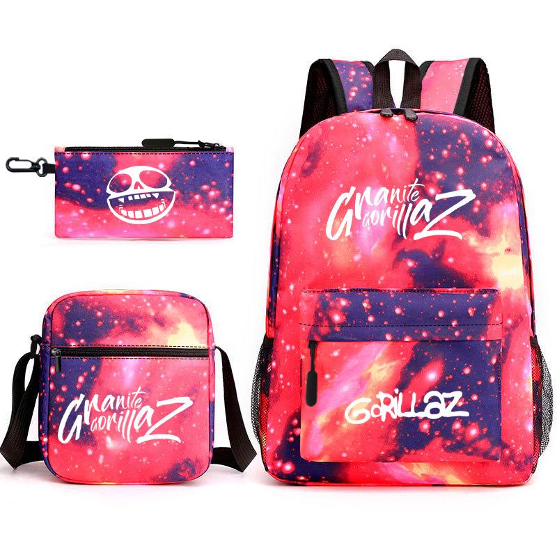 British virtual band trend heat transfer, primary and secondary school students schoolbag Gorillaz children's starry sky three-piece set, teenagers