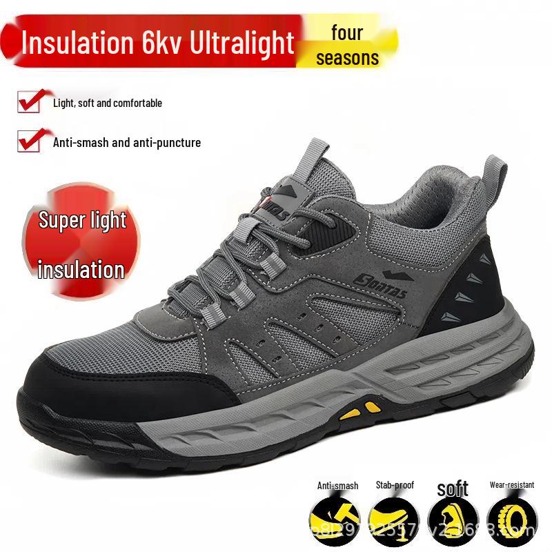 Men's Summer Breathable Steel Toe Work Shoes - Anti-Smash, Anti-Puncture, Insulated Safety Footwear for Construction.