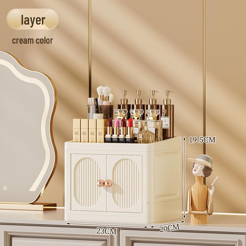 

Desktop Multi-Layer Storage Box for Cosmetics, Stationery, and Skincare - Dustproof Push-Door Design