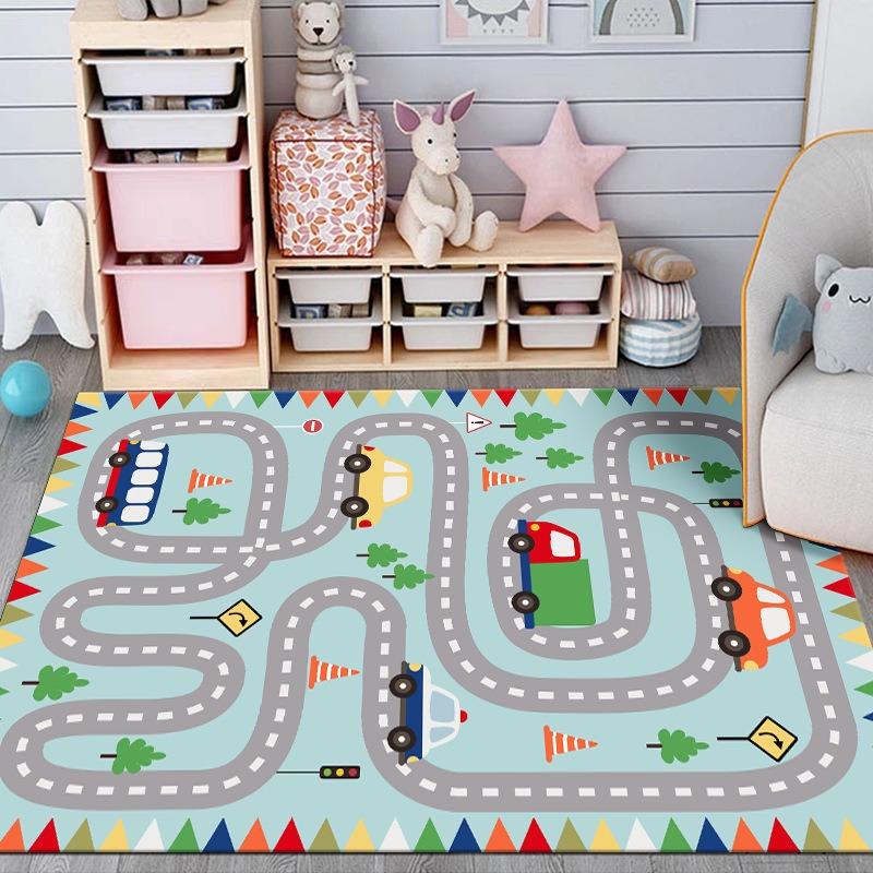 City Traffic Parking Carpet Cartoon Educational Children Play Mat Non Slip Rugs for Bedroom Decor Home Decoration Washable Rug