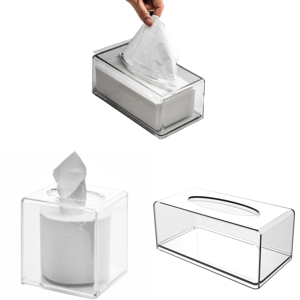 Clear Acrylic Tissue Dispenser With Lid For Dining Room Bathroom Storage