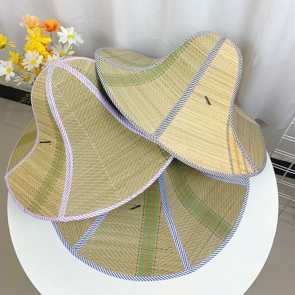 2Pcs Adjustable Foldable Straw Sun Hat Breathable Fishing Sunshade Caps Wide Brim Hat  Summer