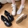 2025 Autumn New Thick Heel Platform Retro College Style Jk Shoes Mary Jane Shoes Milk White Butterfly Small Leather Shoes Women