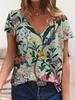 Nuevas Camisetas de Mujer Florales Estampado 3D Verano Cuello en V Manga Corta Camiseta Y2K Camisetas Largas Harajuku Ropa Femenina