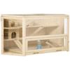 3 Tier Wooden Large Hamster Cage with Sliding Tray, Seesaws, Water Bottle, Natural