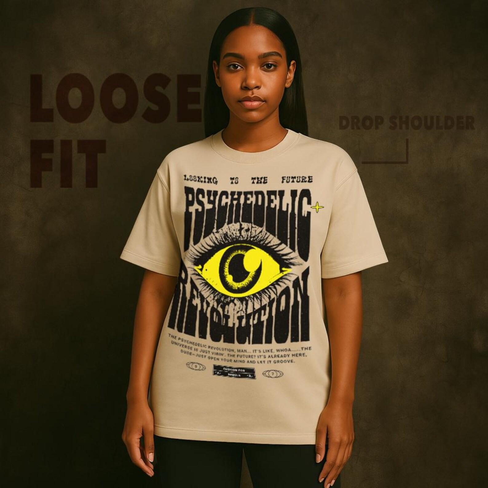 Psychedelic Eye Graphic T-Shirt: Retro 70s Grunge Streetwear 4XL