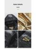 Schwarze und goldene Daunenjacke mit Kapuze für Herren: Neue trendige, dicke, warme, lockere Passform