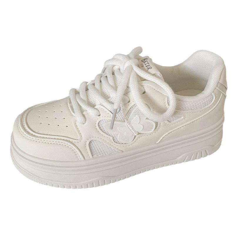 

B1619 латексная стелька/платформа-бабочка белые туфли женские летние сетчатые дышащие 2024 новые увеличивающие высоту туфли для доски 40 бежевый