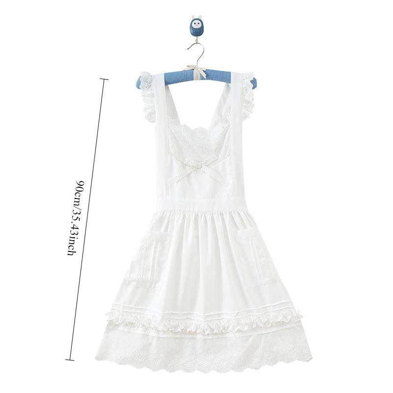 

Кружевной фартук в корейском и японском стиле - Летний фартук с отделкой: Ультратонкая, стильная и маслостойкая рабочая одежда OneSize белый