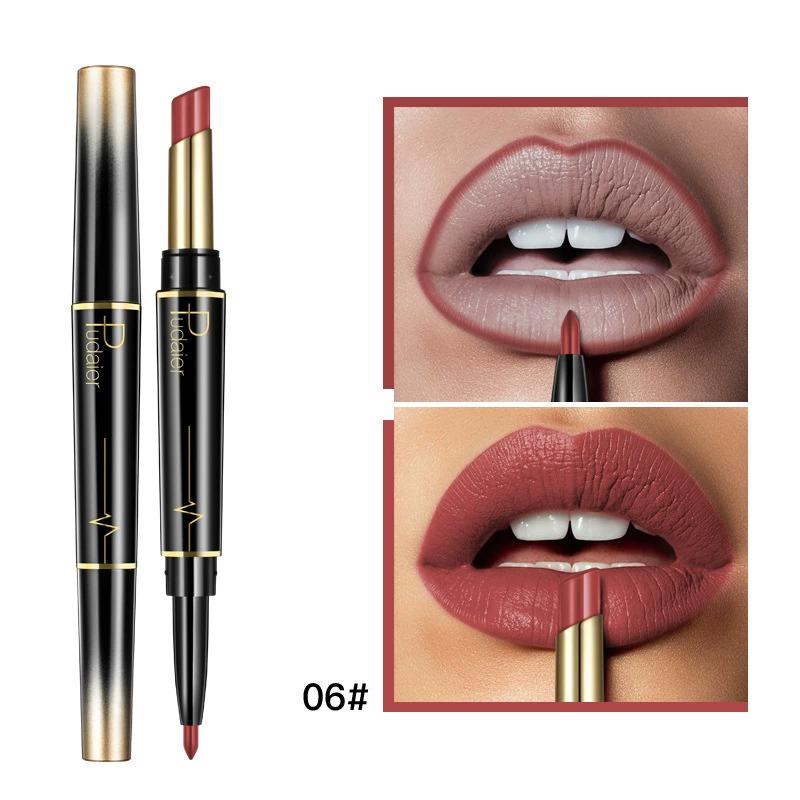 Double-Ended Lip Liner Lipstick Pencil Lip Combo- Moisturizing Semi-Matte Formula for Precise Lip Liner Definition and Color Filling