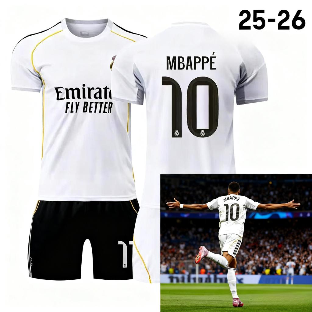 Kids Sports Gear Real Madrid MBAPPE No.10 2025/2026 Season White Soccer Jersey