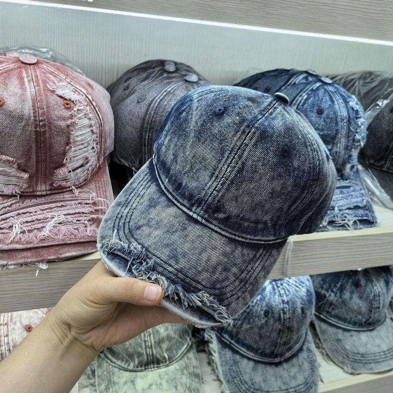 Washed and Broken Tie-dyed Denim Baseball Cap Men's Old Fashion Young Couple Versatile Face Small Casual Cap