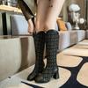 Women Knee High Chelsea Boots High Heels Shoes Winter 2025 New Trend Fashion Chunky Gladiator Shoes Goth Pumps Dress Botas Mujer