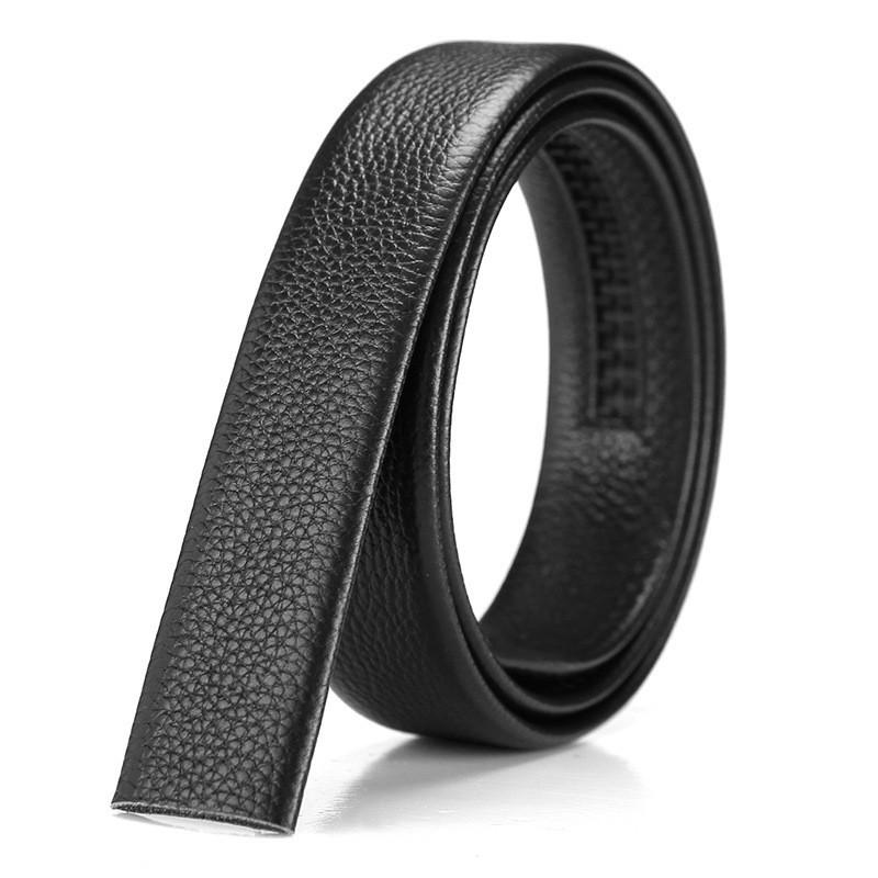 First Layer Cowhide Belt, Buckle-Free Belt, Pig Intestine Belt, Genuine Leather Automatic Buckle Belt 3.5Cm Lychee Pattern Belt