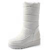 White Women's Winter Snow Boots 2024 Black Red Warm Fur Plush Mid-calf Boot Wedge Low Heels Fashion Long Shoes Girls Waterproof
