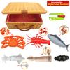 Kids Kitchen Toy Set Simulated Lobster Crab Fish Chicken Fun Cutting Food Big Size DIY Assembly Model for Kids Early Education