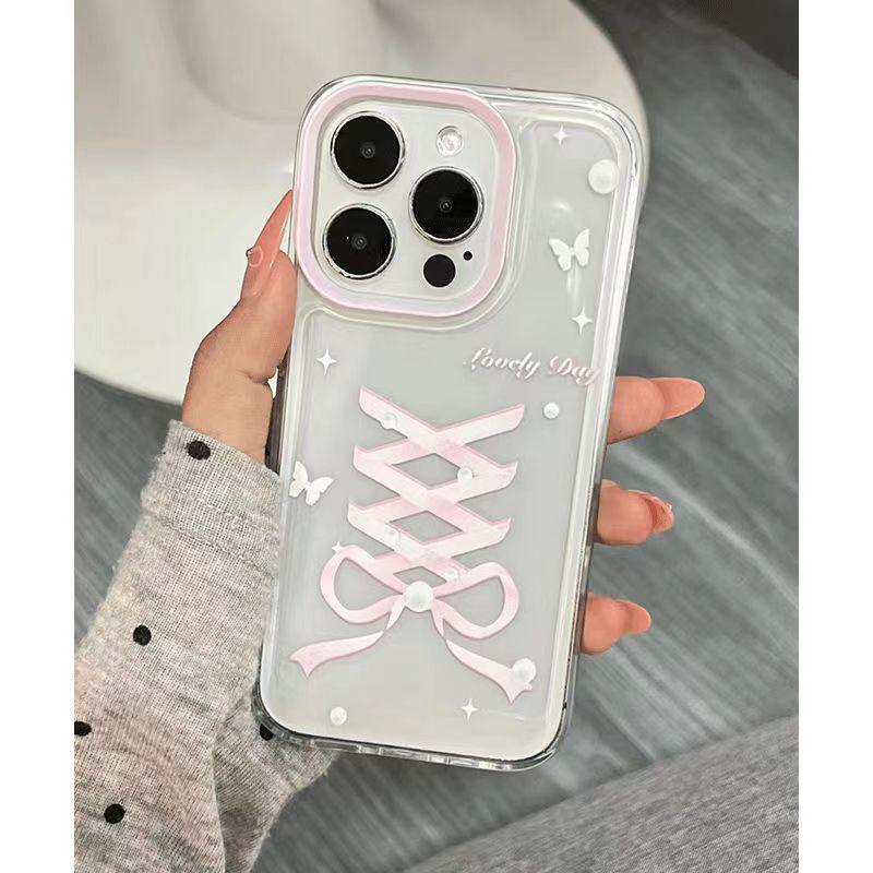 

Мультяшный мягкий чехол с жемчужным бантом для Apple 11/12/13/14 Pro/Max, 16 Space, 15 Pro Max iPhone 13