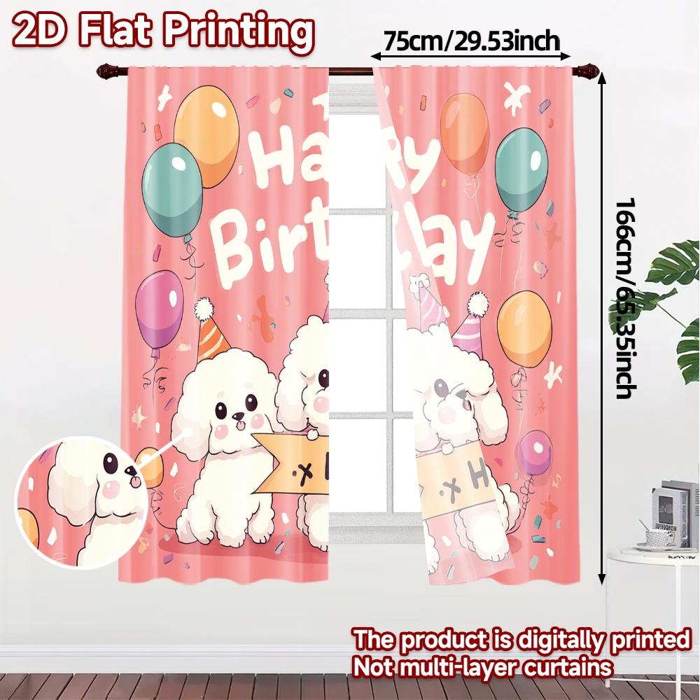 2pcs, 2D FLAT PRINTING Curtains (Without Rod) PuppyCelebration Popular Minimalist Curtains Versatile 100% Polyester Curtains
