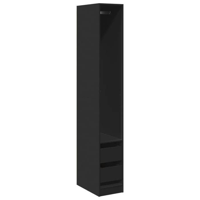 VidaXL Garde-robe noir 30x50x200 cm bois d'ingénierie, armoire de rangement, organisateur de garde-robe, armoire, placard, 3307739