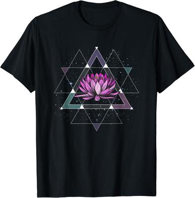 Mystical Lotus Geometric T-Shirt Spiritual Graphic Tee for Meditation Mysticism Enthusiasts Yoga Meditation Sacred Unisex Tee