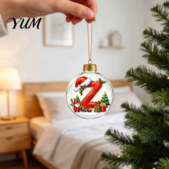 Indoor Outdoor Xmas Hanging Ornaments 26?Letter Acrylic Christmas Ball Ornament, 3D Crystal Style Alphabet Holiday for Home Pendant, Tree