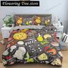 Snack Duvet Cover Set Coffee Bread Donut Pattern Pink Polyester Comforter Cover For Kids Adult Teen Bedding Set Queen King Size