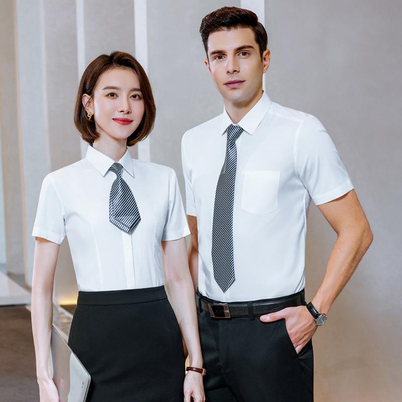 Three-proof white shirt men's long-sleeved non-ironing and anti-wrinkle elastic business wear anti-fouling and oil-proof women's shirt
