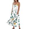 Women's Casual V Neck Floral Print Sleeveless Pocket Suspender Dress