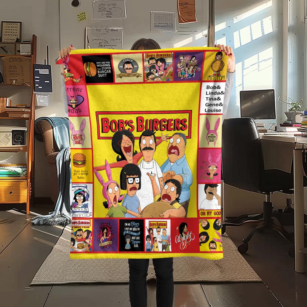 1Pc the Simpsons Print Flannel Blanket, High quality Comfortable for All Seasons, Home Decor, Warmth and Comfort, Perfect for Gifts